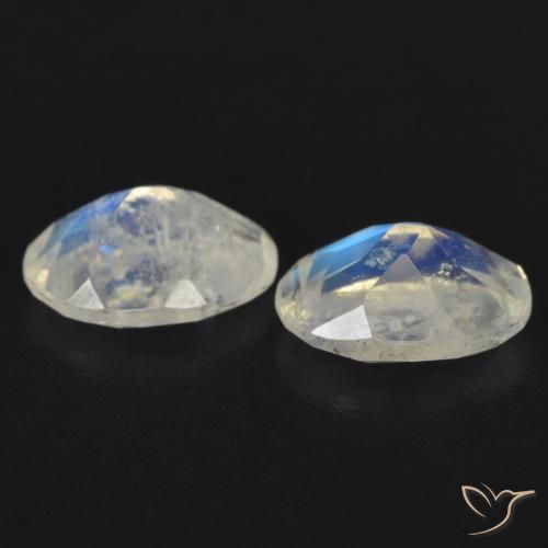 Pedras preciosas de Pedra da Lua Arco-Íris Branco azulado natural de 1.47 ct, oval, Transparente