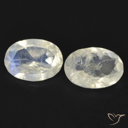 1.24ctw Natural Branco azulado Pedra da Lua Arco-Íris, oval, Transparente