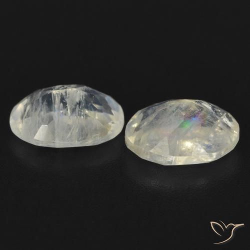 Pedras preciosas de Pedra da Lua Arco-Íris Branco azulado natural de 1.52 ct, oval, Transparente