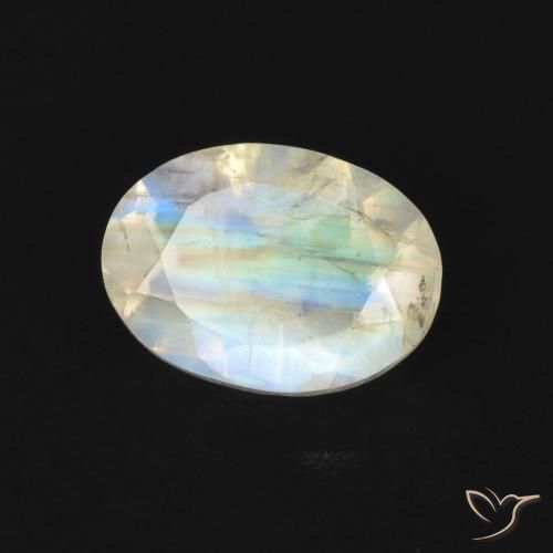 Pedra da Lua Arco-Íris Branco azulado Natural 0.85ct, oval, Transparente