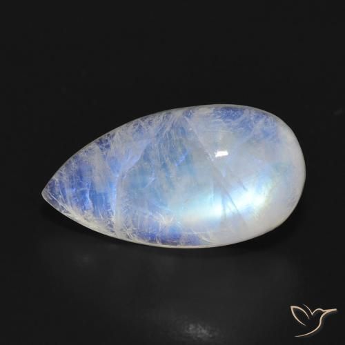 9.43ct Natural Branco azulado Pedra da Lua Arco-Íris, Formato de pêra, Translúcido