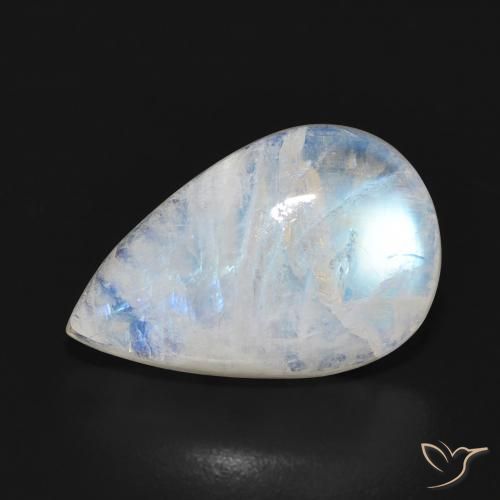 7.16ct Natural Branco azulado Pedra da Lua Arco-Íris, Formato de pêra, Translúcido