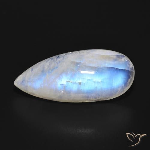 15.24ct Natural Branco azulado Pedra da Lua Arco-Íris, Formato de pêra, Translúcido