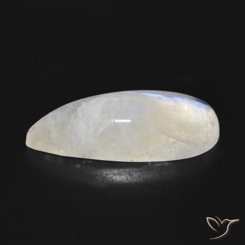Pedra da Lua Arco-Íris Branco azulado Natural 15.24ct, Formato de pêra, Translúcido