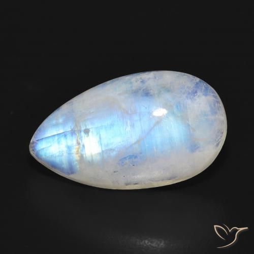 11.38ct Natural Branco azulado Pedra da Lua Arco-Íris, Formato de pêra, Translúcido