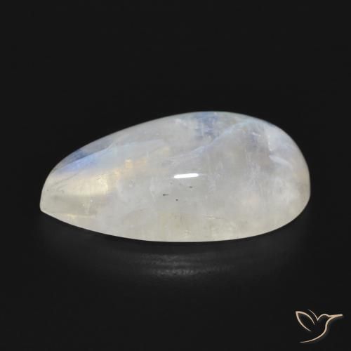Pedra da Lua Arco-Íris Branco azulado Natural 11.38ct, Formato de pêra, Translúcido