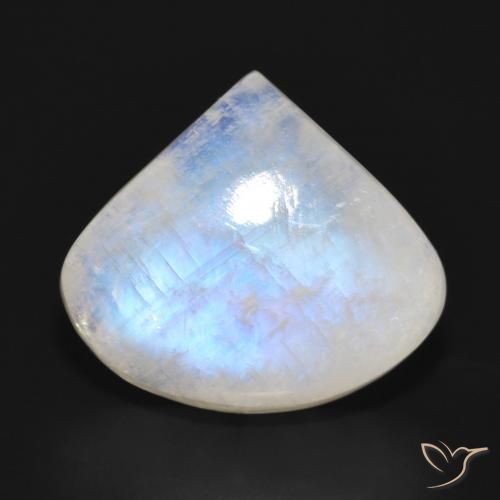 16.52ct Natural Branco azulado Pedra da Lua Arco-Íris, Formato de pêra, Translúcido