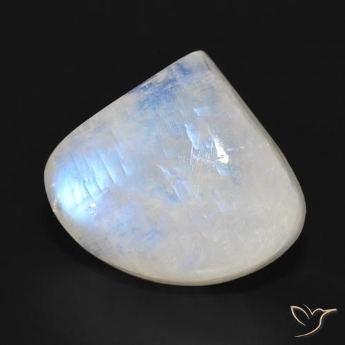 Pedra da Lua Arco-Íris Branco azulado Natural 16.52ct, Formato de pêra, Translúcido