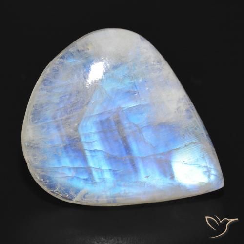 28.06ct Natural Branco azulado Pedra da Lua Arco-Íris, Formato de pêra, Translúcido