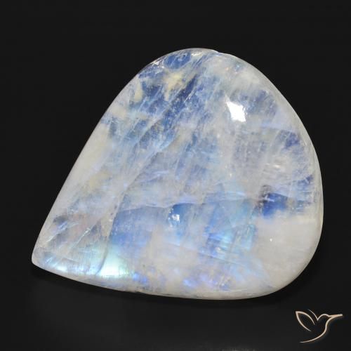Pedra da Lua Arco-Íris Branco azulado Natural 28.06ct, Formato de pêra, Translúcido