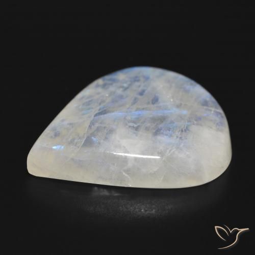 Pedra da Lua Arco-Íris Branco azulado Natural 28.06ct, Formato de pêra, Translúcido