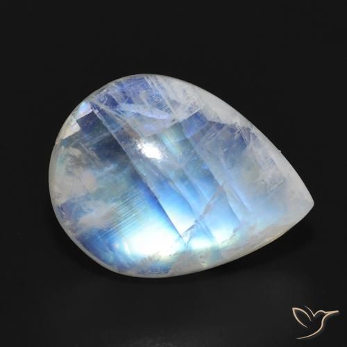Pedra da Lua Arco-Íris Branco azulado Natural 13.00ct, Formato de pêra, Translúcido