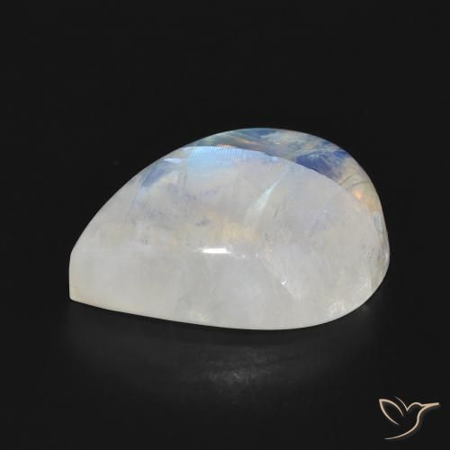 Pedra da Lua Arco-Íris Branco azulado Natural 13.00ct, Formato de pêra, Translúcido