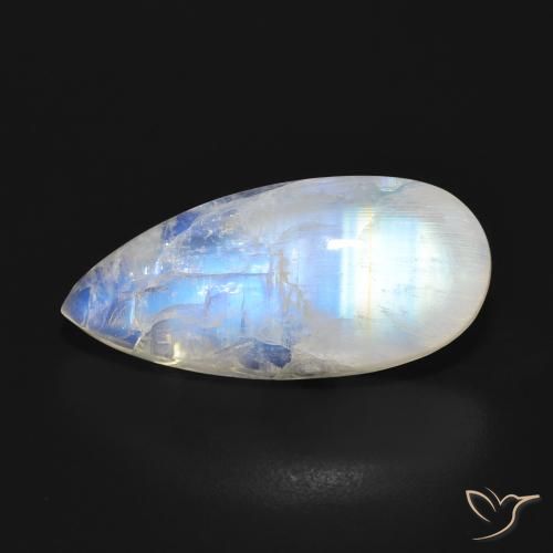 14.80ct Natural Branco azulado Pedra da Lua Arco-Íris, Formato de pêra, Translúcido