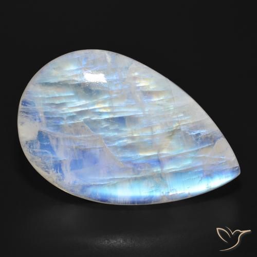 47.73ct Natural Branco azulado Pedra da Lua Arco-Íris, Formato de pêra, Translúcido