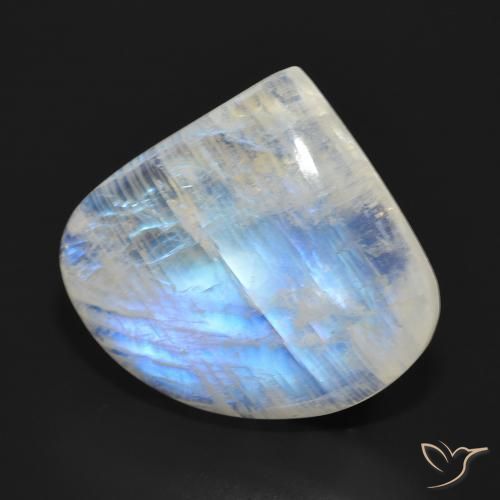 Pedra da Lua Arco-Íris Branco azulado Natural 16.70ct, Formato de pêra, Translúcido