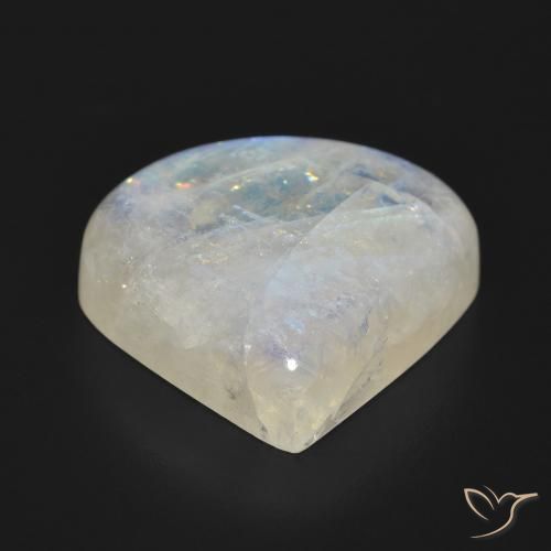 Pedra da Lua Arco-Íris Branco azulado Natural 26.26ct, Formato de pêra, Translúcido