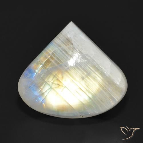 13.90ct Natural Branco azulado Pedra da Lua Arco-Íris, Formato de pêra, Translúcido