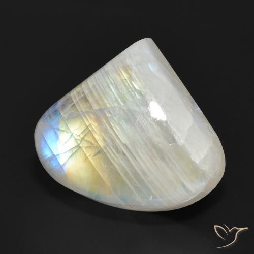 Pedra da Lua Arco-Íris Branco azulado Natural 13.90ct, Formato de pêra, Translúcido