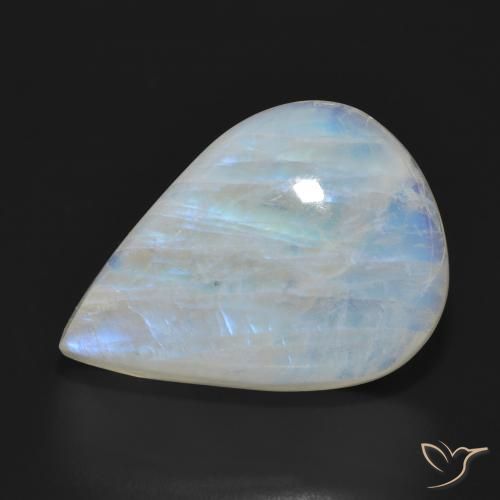 26.32ct Natural Branco azulado Pedra da Lua Arco-Íris, Formato de pêra, Translúcido