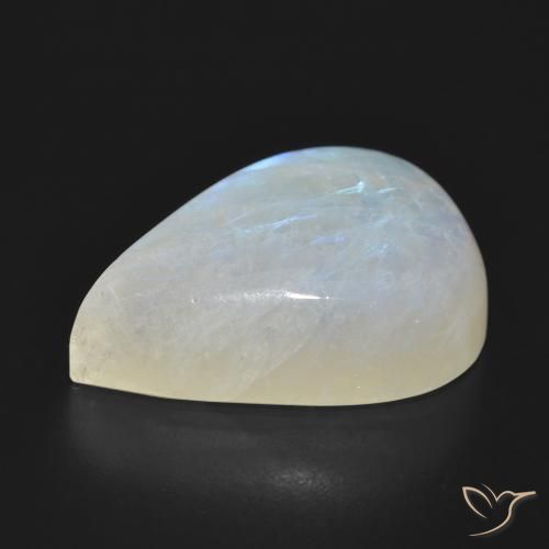 Pedra da Lua Arco-Íris Branco azulado Natural 26.32ct, Formato de pêra, Translúcido