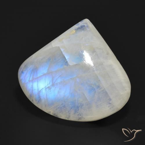Pedra da Lua Arco-Íris Branco azulado Natural 22.10ct, Formato de pêra, Translúcido