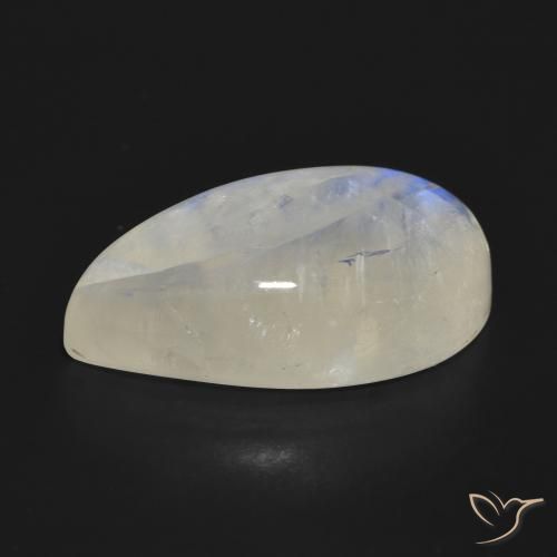 Pedra da Lua Arco-Íris Branco azulado Natural 21.02ct, Formato de pêra, Translúcido