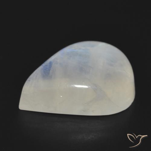 Pedra da Lua Arco-Íris Branco azulado Natural 15.29ct, Formato de pêra, Translúcido