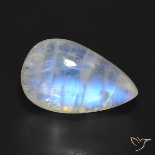 17.91ct Natural Branco azulado Pedra da Lua Arco-Íris, Formato de pêra, Translúcido