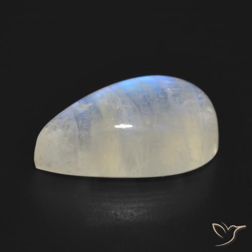 Pedra da Lua Arco-Íris Branco azulado Natural 17.91ct, Formato de pêra, Translúcido