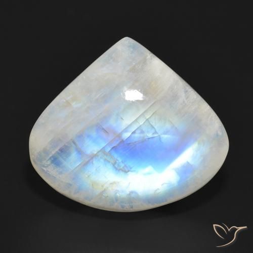 15.97ct Natural Branco azulado Pedra da Lua Arco-Íris, Formato de pêra, Translúcido
