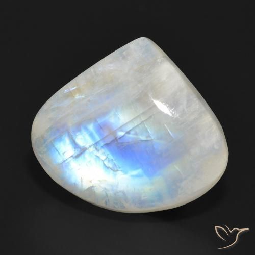 Pedra da Lua Arco-Íris Branco azulado Natural 15.97ct, Formato de pêra, Translúcido