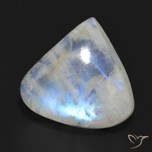 Pedra da Lua Arco-Íris Branco azulado Natural 12.67ct, Formato de pêra, Translúcido