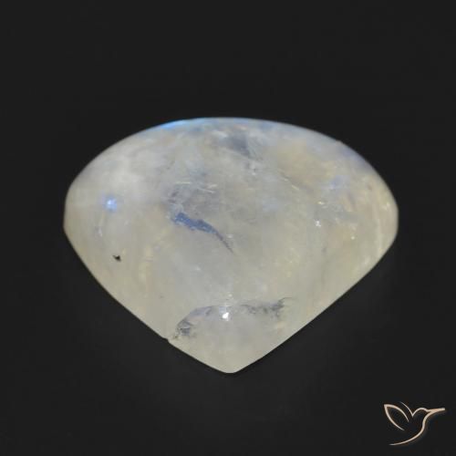 Pedra da Lua Arco-Íris Branco azulado Natural 12.67ct, Formato de pêra, Translúcido