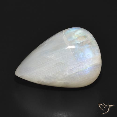 16.83ct Natural Branco azulado Pedra da Lua Arco-Íris, Formato de pêra, Translúcido