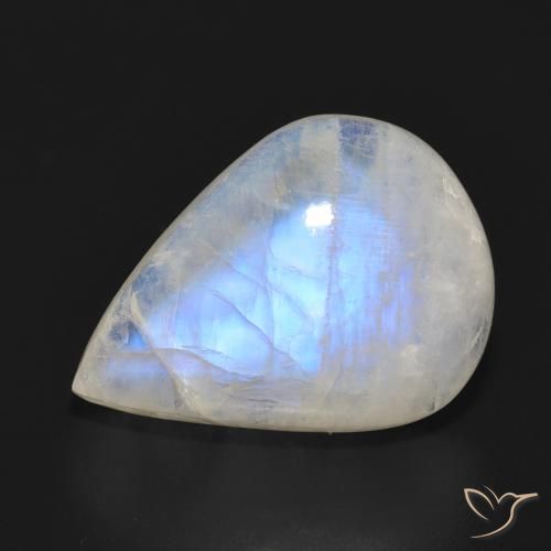 12.69ct Natural Branco azulado Pedra da Lua Arco-Íris, Formato de pêra, Translúcido
