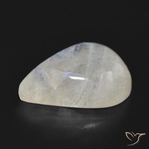 Pedra da Lua Arco-Íris Branco azulado Natural 12.69ct, Formato de pêra, Translúcido