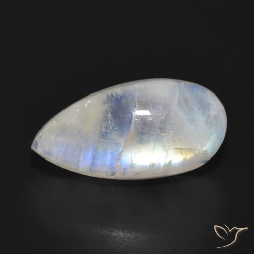 12.48ct Natural Branco azulado Pedra da Lua Arco-Íris, Formato de pêra, Translúcido