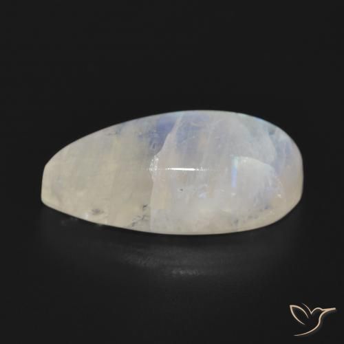 Pedra da Lua Arco-Íris Branco azulado Natural 12.48ct, Formato de pêra, Translúcido
