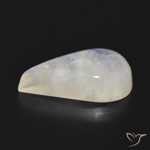 Pedra da Lua Arco-Íris Branco azulado Natural 12.76ct, Formato de pêra, Translúcido