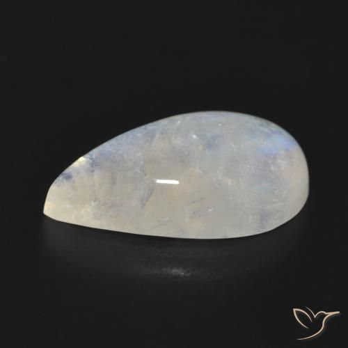 Pedra da Lua Arco-Íris Branco azulado Natural 14.91ct, Formato de pêra, Translúcido