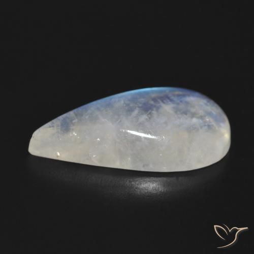 Pedra da Lua Arco-Íris Branco azulado Natural 11.31ct, Formato de pêra, Translúcido