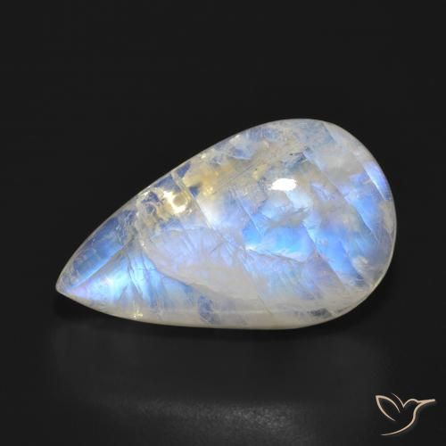 17.93ct Natural Branco azulado Pedra da Lua Arco-Íris, Formato de pêra, Translúcido