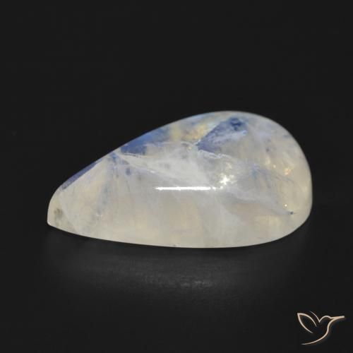 Pedra da Lua Arco-Íris Branco azulado Natural 17.93ct, Formato de pêra, Translúcido