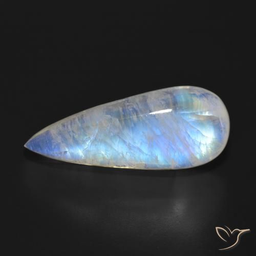 18.31ct Natural Branco azulado Pedra da Lua Arco-Íris, Formato de pêra, Translúcido
