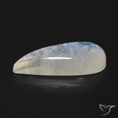 Pedra da Lua Arco-Íris Branco azulado Natural 18.31ct, Formato de pêra, Translúcido