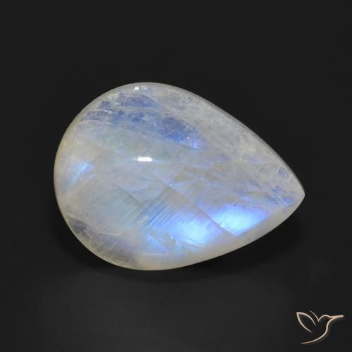 10.73ct Natural Branco azulado Pedra da Lua Arco-Íris, Formato de pêra, Translúcido