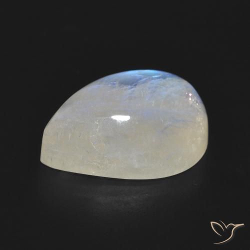 Pedra da Lua Arco-Íris Branco azulado Natural 10.73ct, Formato de pêra, Translúcido