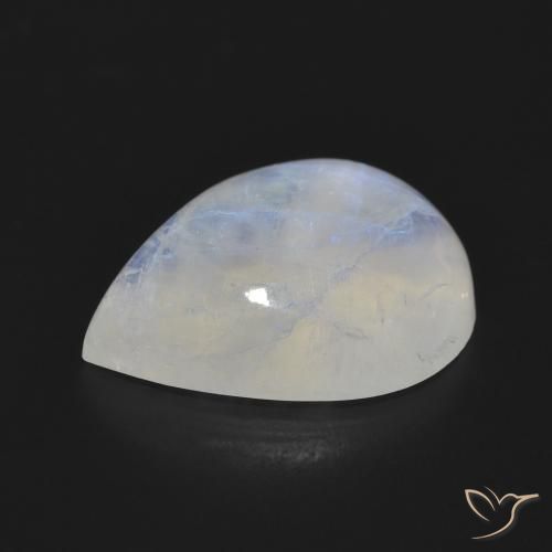 Pedra da Lua Arco-Íris Branco azulado Natural 11.64ct, Formato de pêra, Translúcido