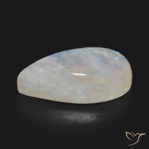 Pedra da Lua Arco-Íris Branco azulado Natural 21.04ct, Formato de pêra, Translúcido